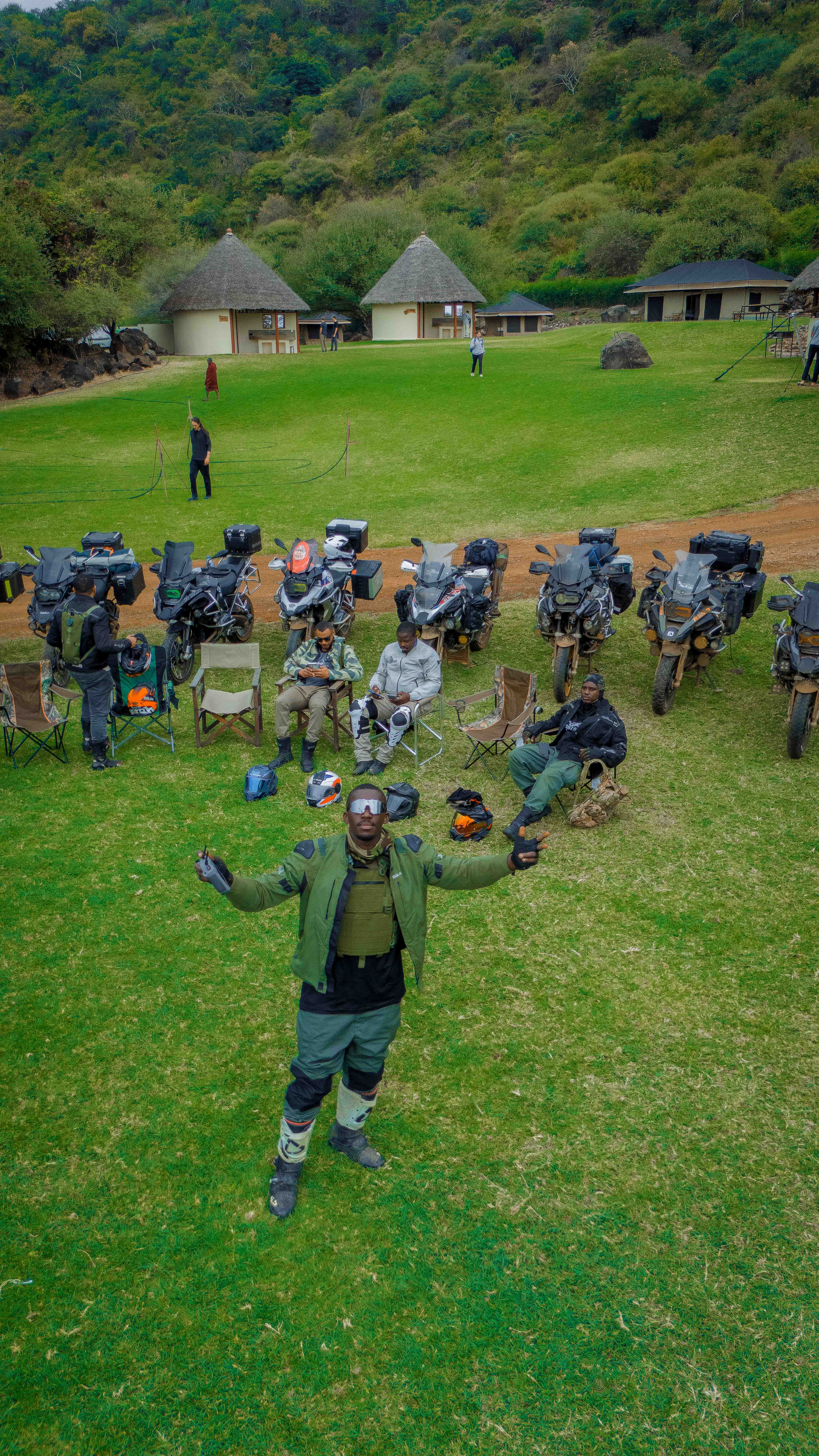 Group ride on African road